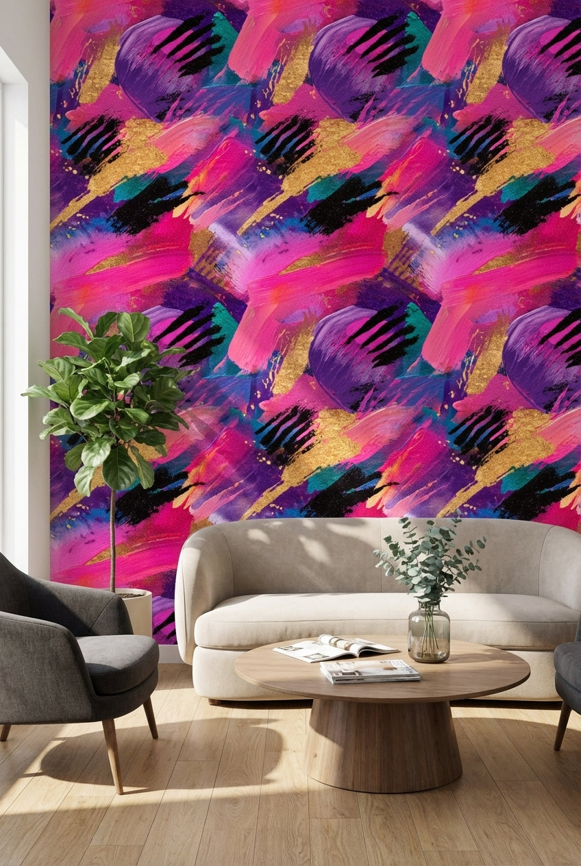 Vibrant Multicolor Brushstroke Abstract Wallpaper