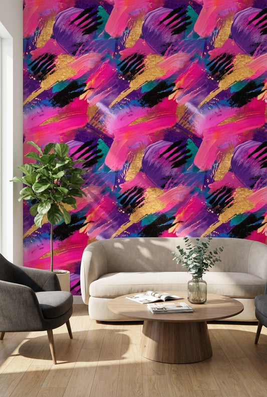 Vibrant Multicolor Brushstroke Abstract Wallpaper
