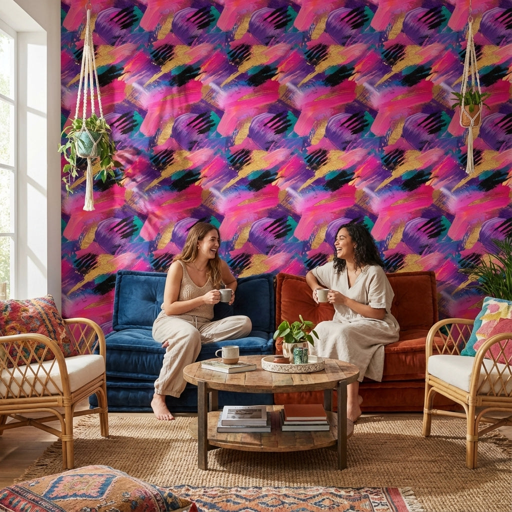 Vibrant Multicolor Brushstroke Abstract Wallpaper