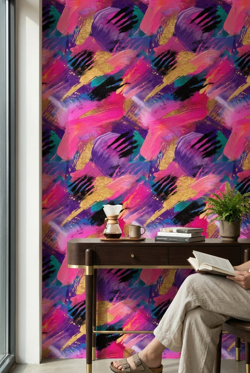 Vibrant Multicolor Brushstroke Abstract Wallpaper