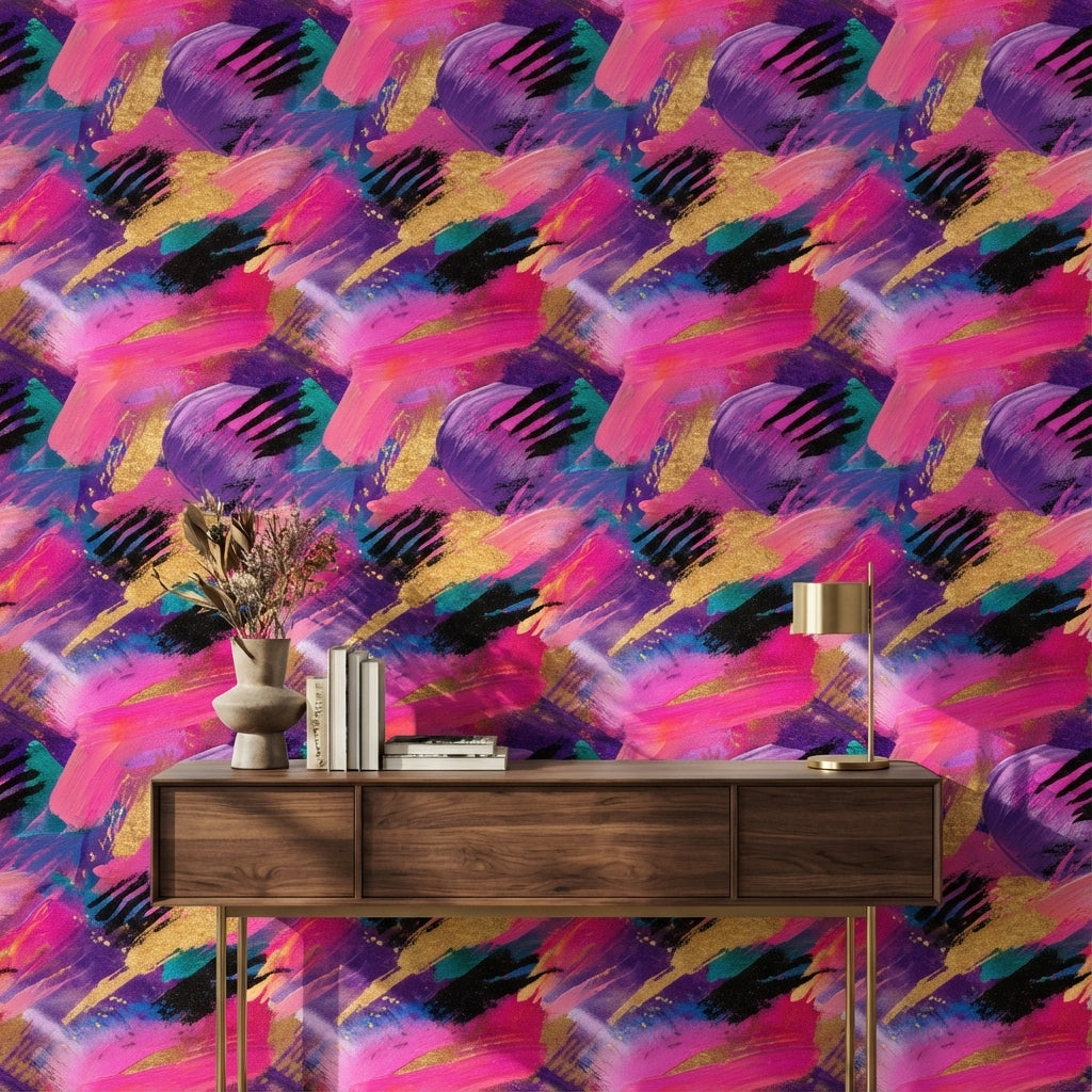 Vibrant Multicolor Brushstroke Abstract Wallpaper