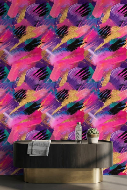 Vibrant Multicolor Brushstroke Abstract Wallpaper