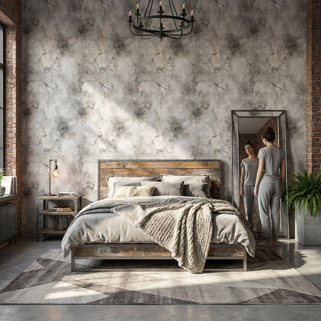 Gray Cracked Concrete Texture Wallpaper