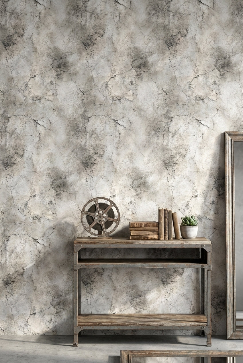 Gray Cracked Concrete Texture Wallpaper