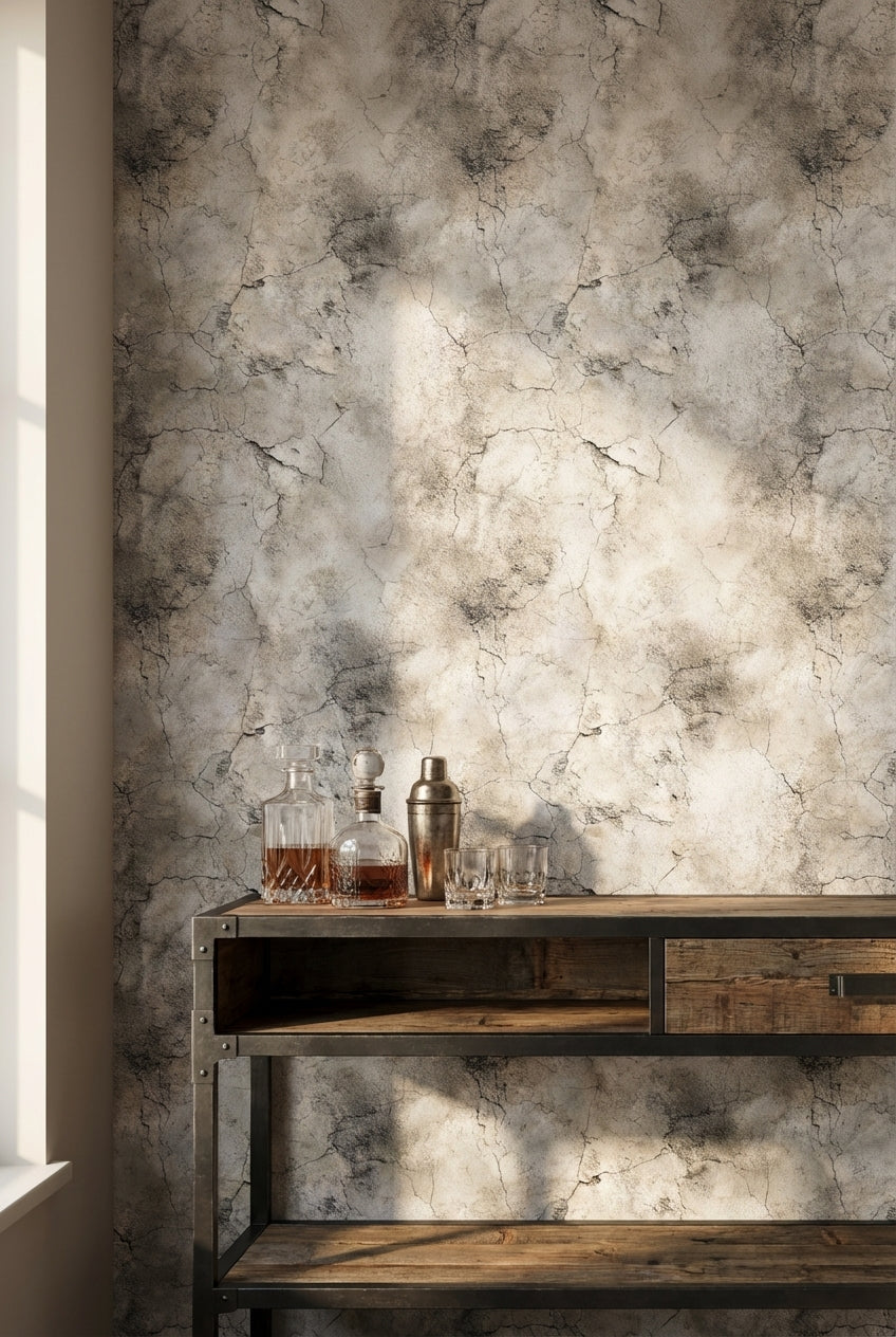 Gray Cracked Concrete Texture Wallpaper