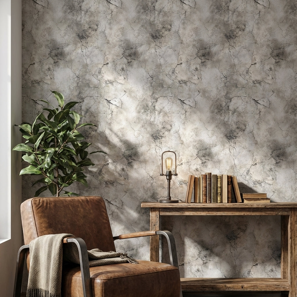 Gray Cracked Concrete Texture Wallpaper