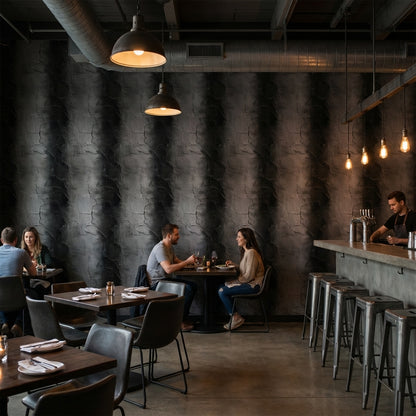 Charcoal Textured Concrete Industrial Wallpaper