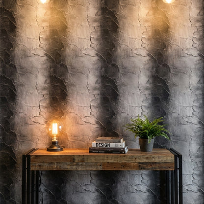 Charcoal Textured Concrete Industrial Wallpaper