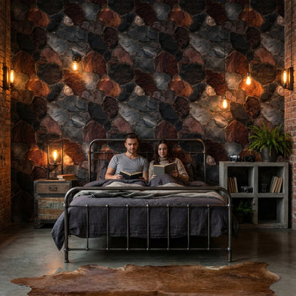 Rustic Multi-Color Stone Texture Wallpaper