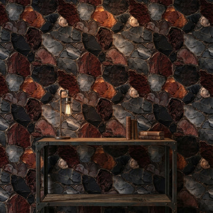 Rustic Multi-Color Stone Texture Wallpaper