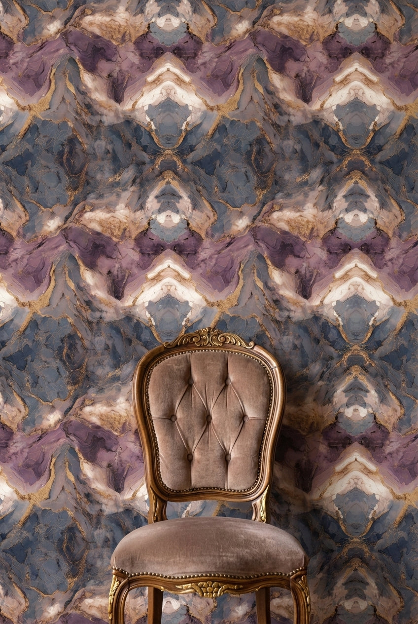 Rich Purple and Gold Look Abstract Geometric Wallpaper