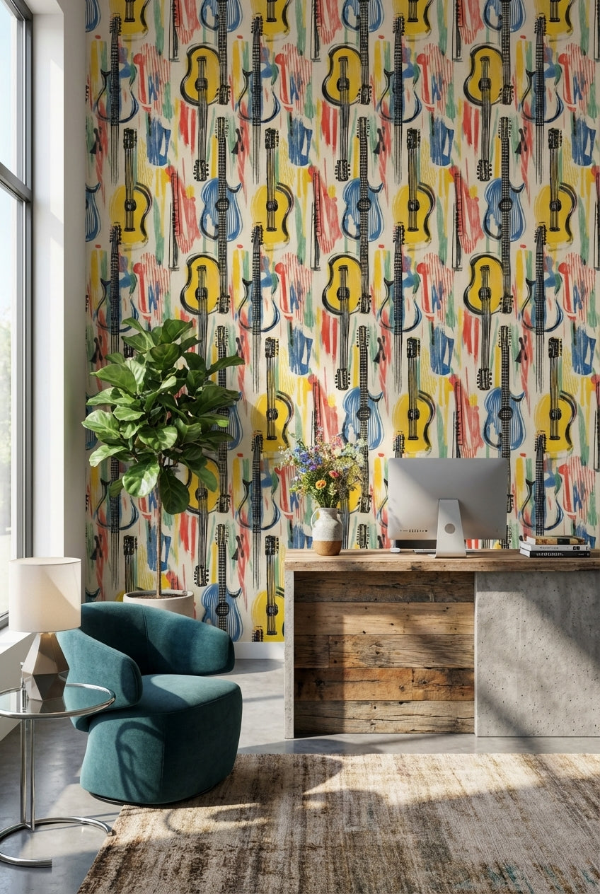 Vibrant Multicolor Guitar Abstract Wallpaper