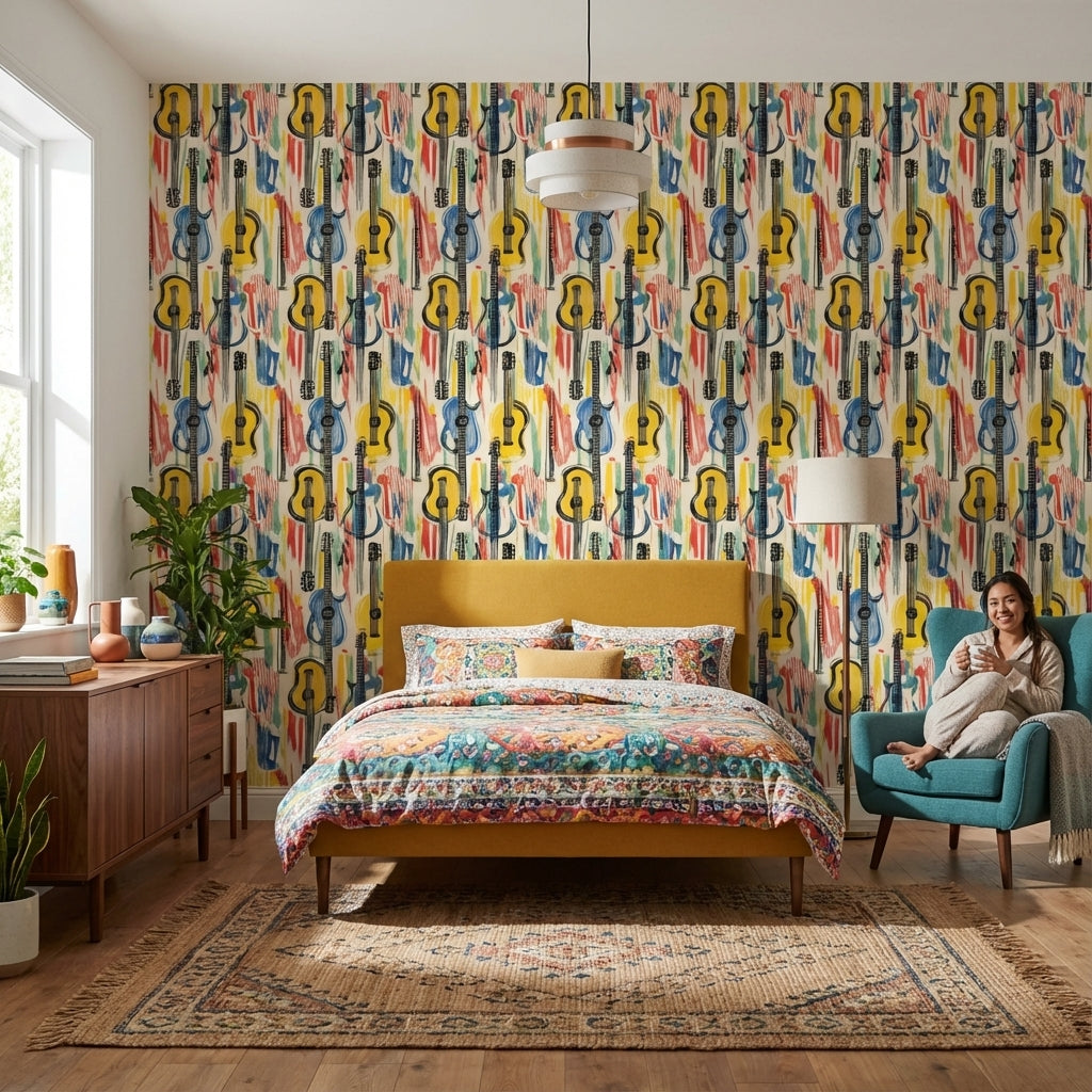 Vibrant Multicolor Guitar Abstract Wallpaper