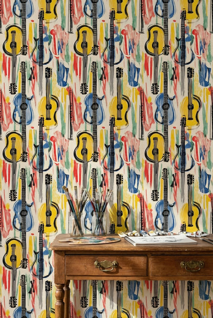 Vibrant Multicolor Guitar Abstract Wallpaper