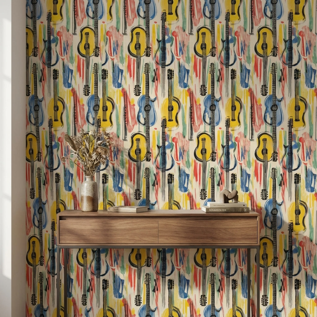 Vibrant Multicolor Guitar Abstract Wallpaper