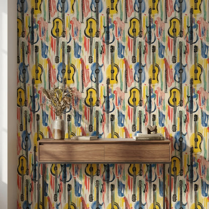 Vibrant Multicolor Guitar Abstract Wallpaper