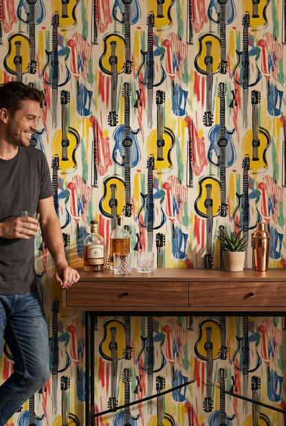 Vibrant Multicolor Guitar Abstract Wallpaper