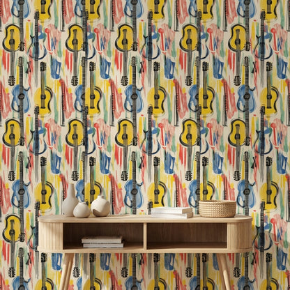 Vibrant Multicolor Guitar Abstract Wallpaper