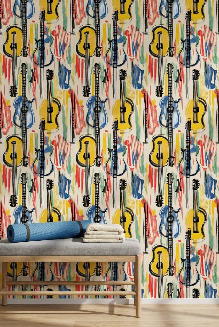 Vibrant Multicolor Guitar Abstract Wallpaper