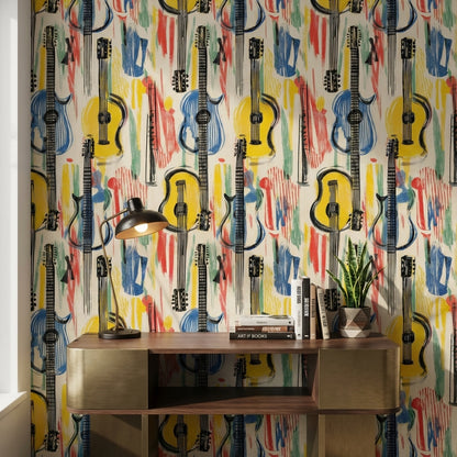 Vibrant Multicolor Guitar Abstract Wallpaper