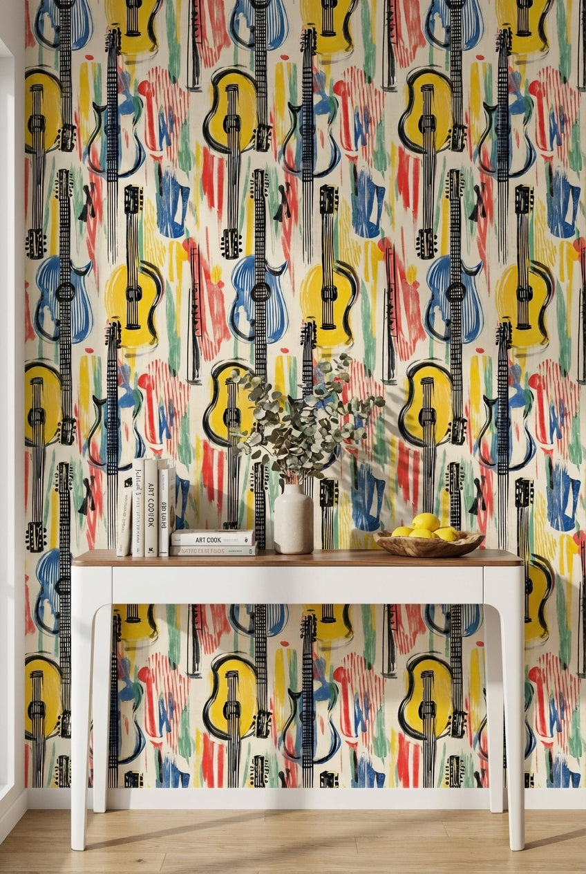 Vibrant Multicolor Guitar Abstract Wallpaper
