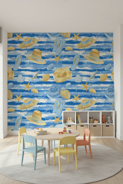 Bright Blue Coastal Accessories Wallpaper