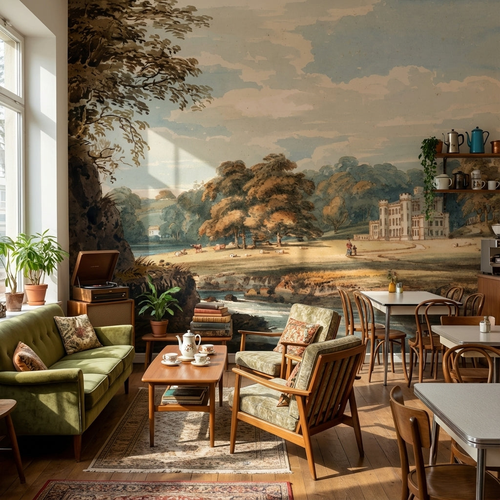 Landscape Wallpaper Vintage Serene Wall Mural