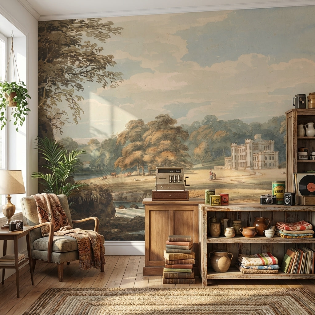 Landscape Wallpaper Vintage Serene Wall Mural