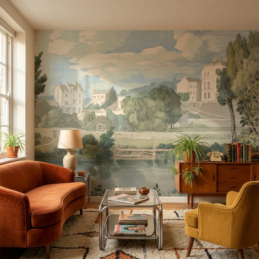 Landscape Wallpaper Vintage Countryside Wall Mural