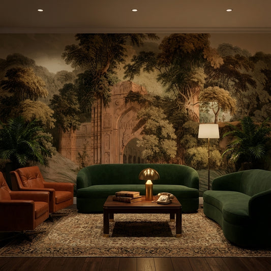 Shades Of Green Wallpaper Vintage Nature Wall Mural