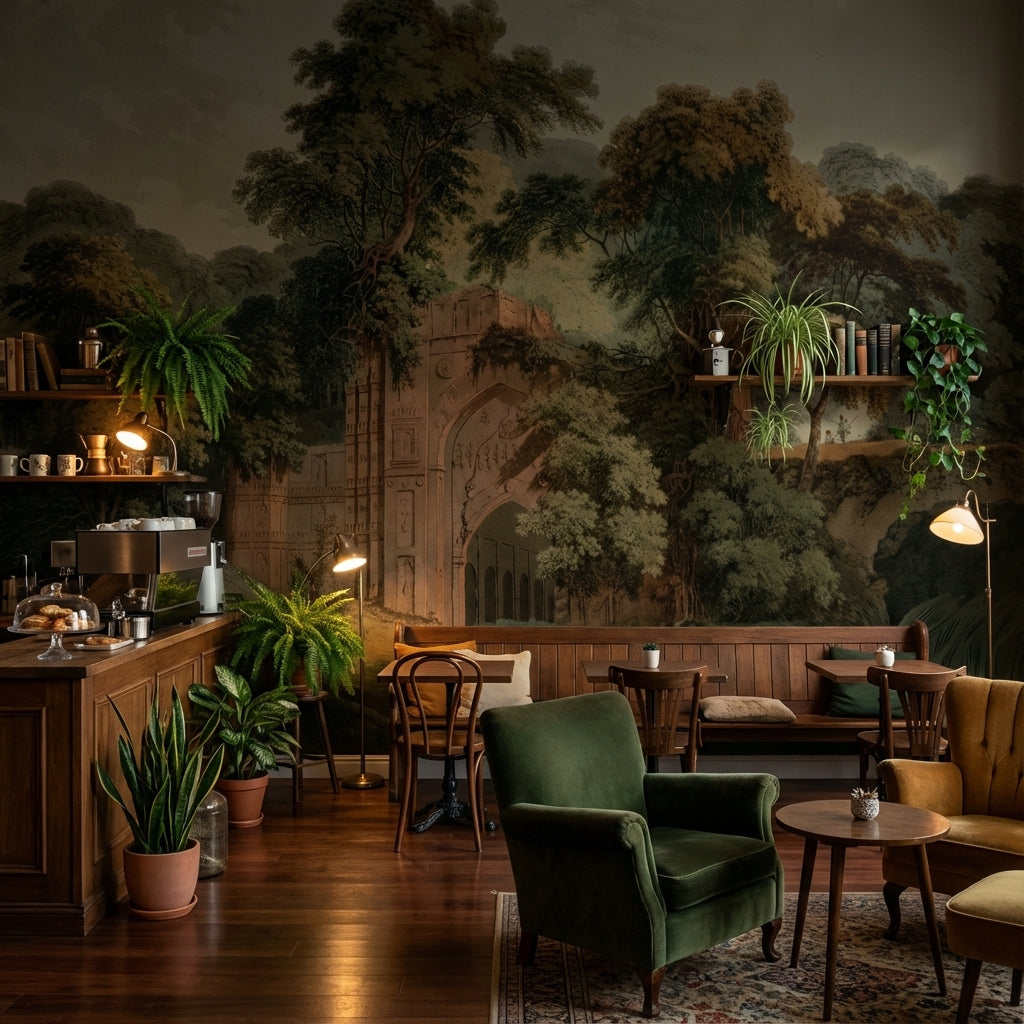 Shades Of Green Wallpaper Vintage Nature Wall Mural