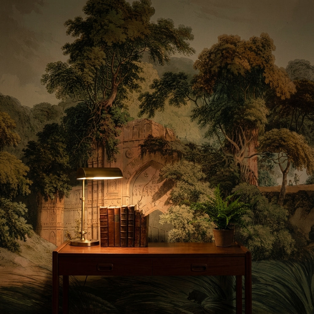 Shades Of Green Wallpaper Vintage Nature Wall Mural