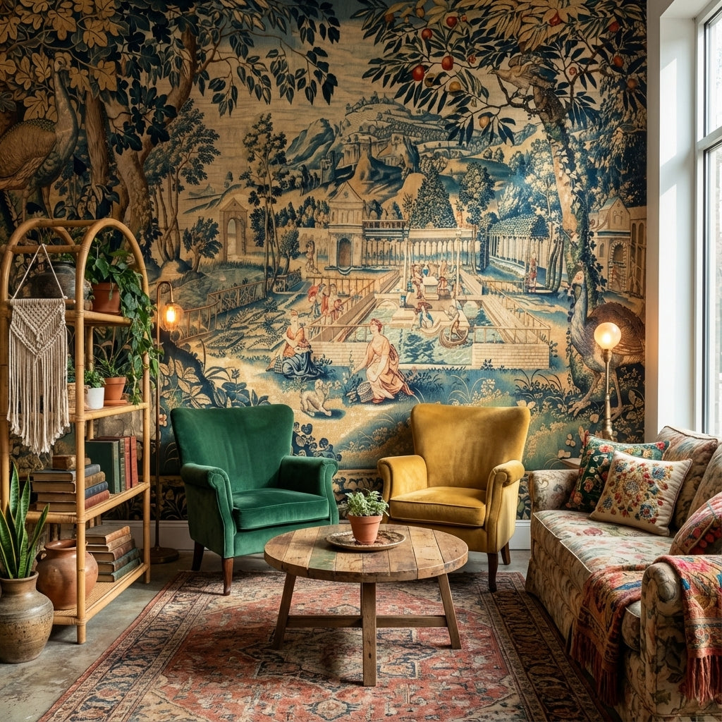 Pastoral Landscape Wallpaper Vintage Nature Wall Mural