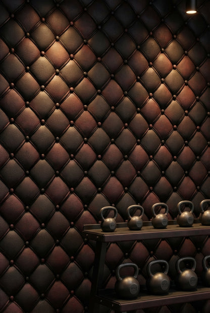 Dark Burgundy Quilted Leather 3D Effect Wallpaper