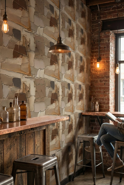 Textured Earthy Brown Abstract Stone Wallpaper