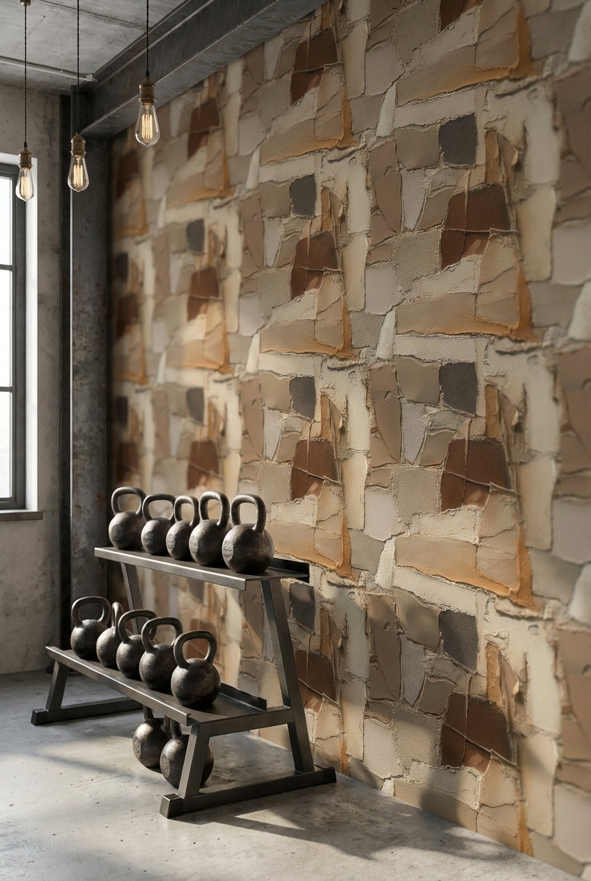 Textured Earthy Brown Abstract Stone Wallpaper