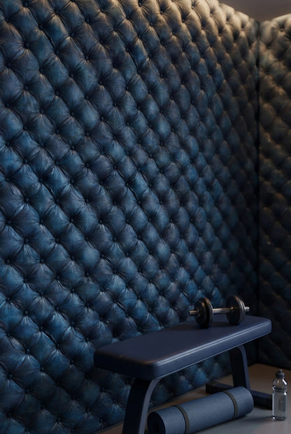 Navy Blue Quilted Leather Texture 3D Wallpaper