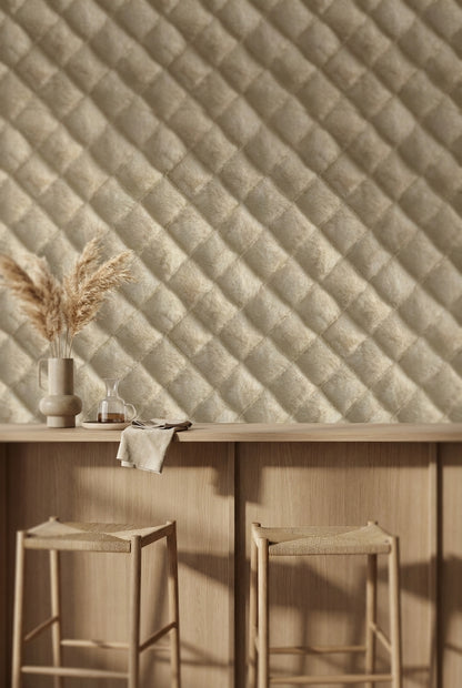 Beige Diamond Quilted Texture Wallpaper