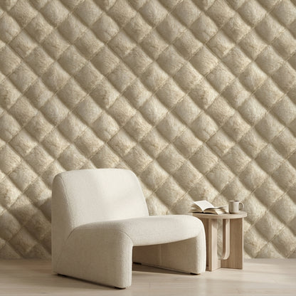 Beige Diamond Quilted Texture Wallpaper