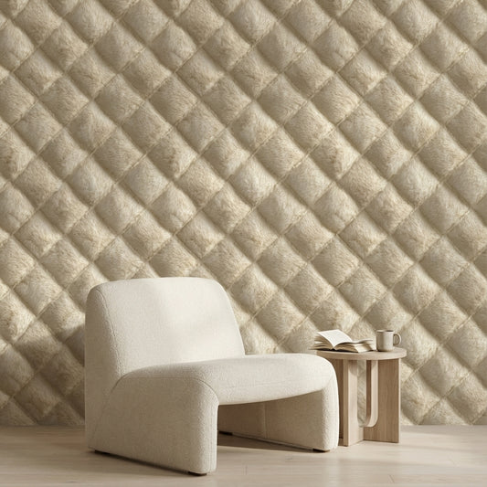 Beige Diamond Quilted Texture Wallpaper