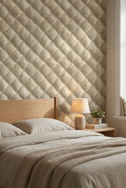 Beige Diamond Quilted Texture Wallpaper