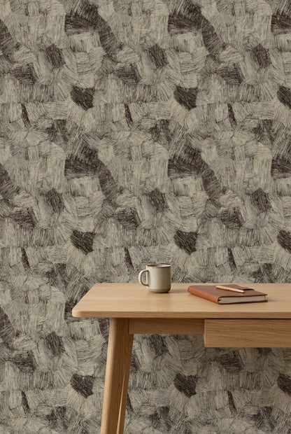 Textured Beige and Brown Abstract Pattern Wallpaper