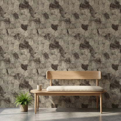 Textured Beige and Brown Abstract Pattern Wallpaper