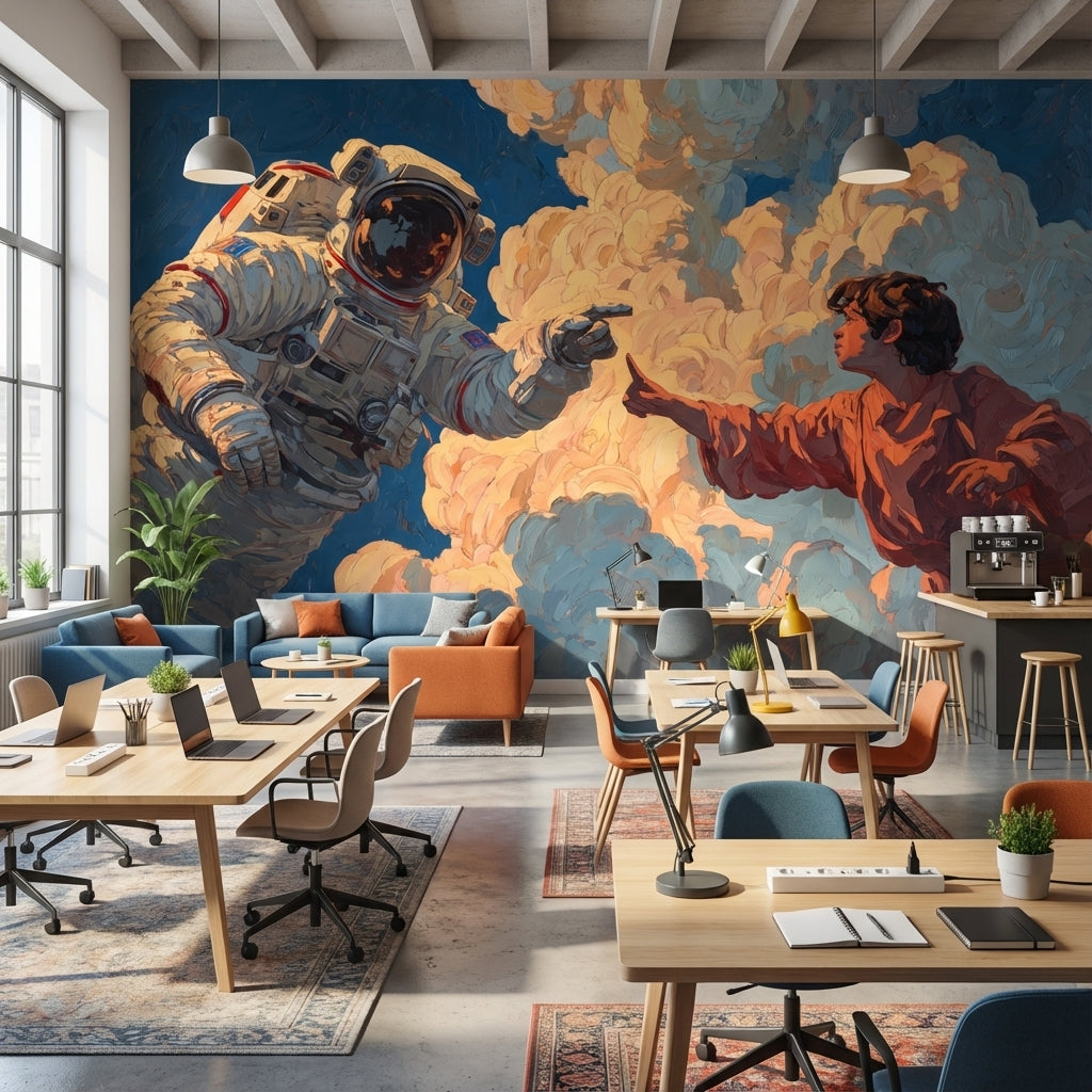 Astronaut Wallpaper Clouds Modern Wall Decor