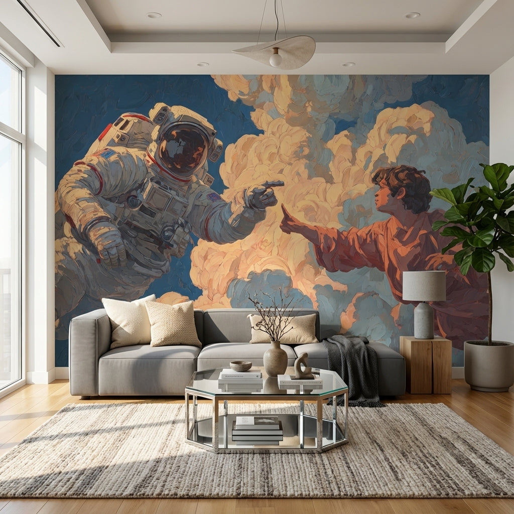 Astronaut Wallpaper Clouds Modern Wall Decor