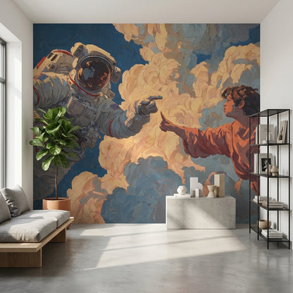 Astronaut Wallpaper Clouds Modern Wall Decor