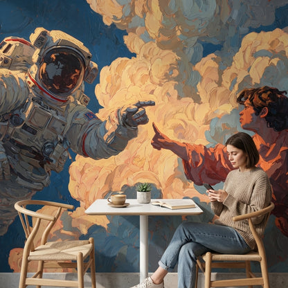 Astronaut Wallpaper Clouds Modern Wall Decor