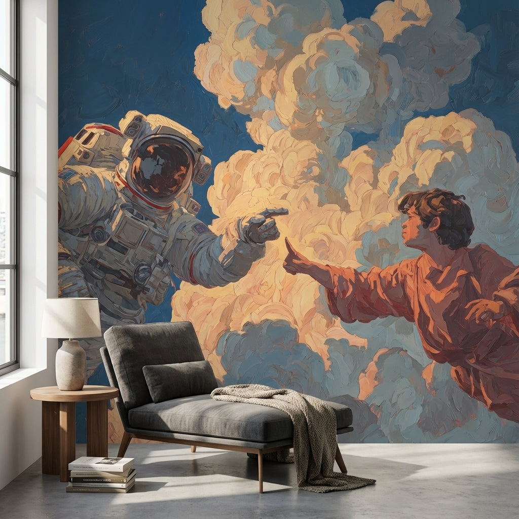 Astronaut Wallpaper Clouds Modern Wall Decor