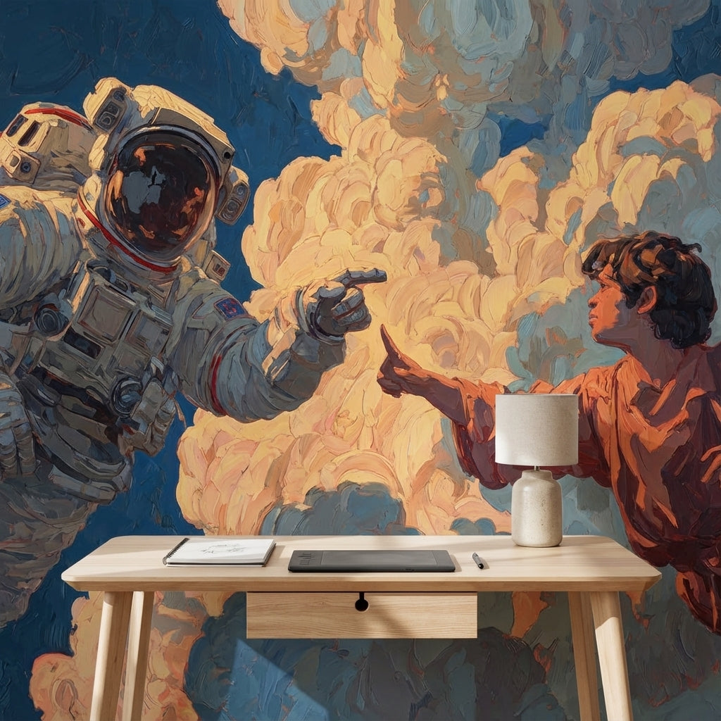 Astronaut Wallpaper Clouds Modern Wall Decor