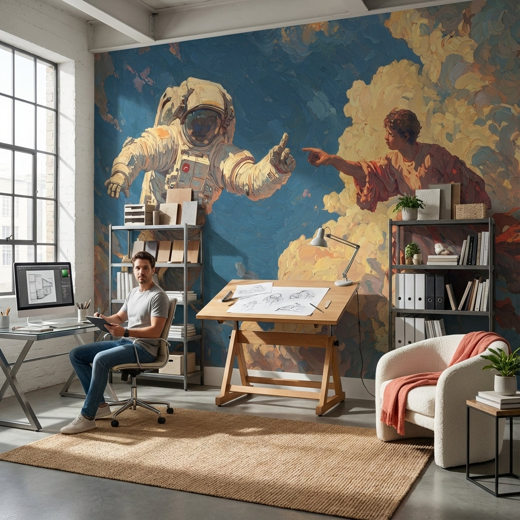 Floating In Space Wallpaper Astronaut Abstract Wall Mural